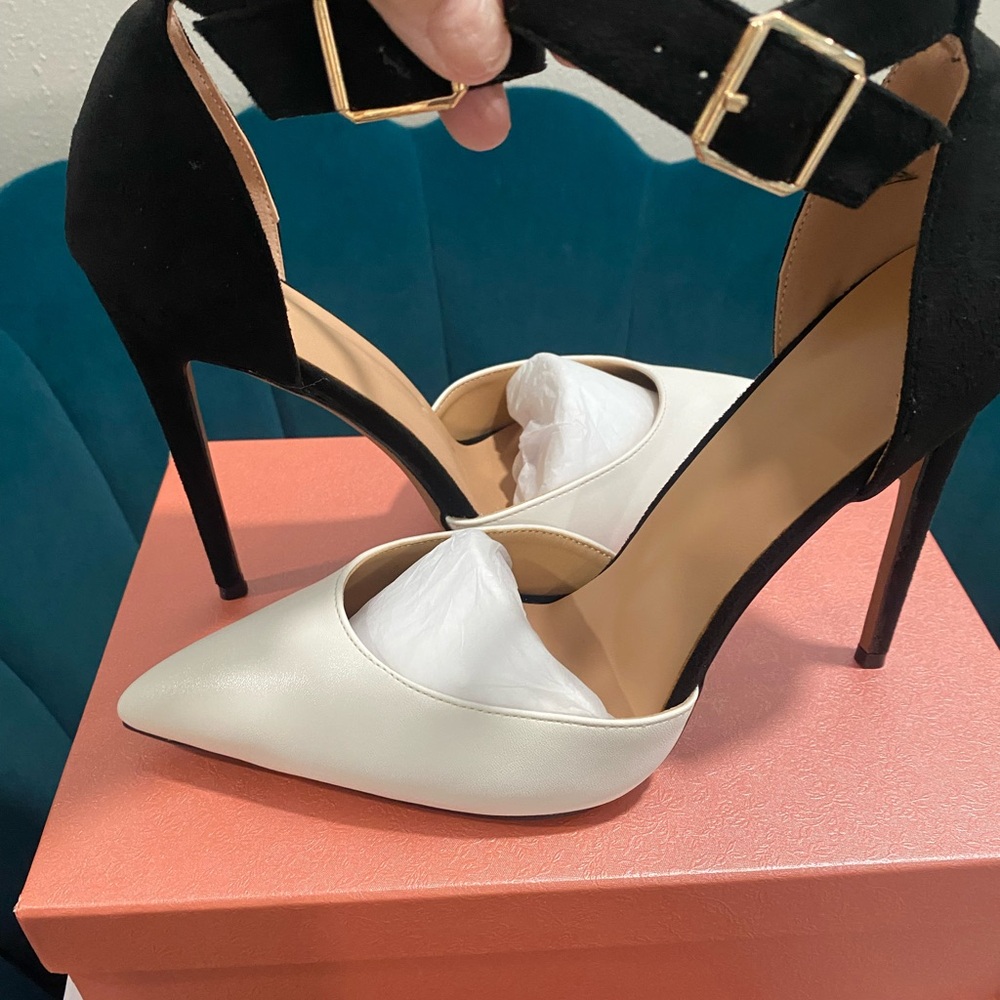 Elegant Black and White Stiletto Heels